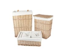 6 Piece Wicker Storage Baskets With Liner Set