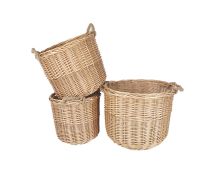 3 Piece Wicker Storage Basket with Handles set