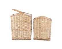 2 Piece Wicker Storage Baskets With Lid Set