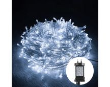 200 Low Voltage Icicle LED Fairy Lights 8 Function Memory Hold Christmas Decoration Cool White